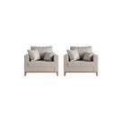 kIt 2 Poltronas Decorativa Sala Estar Beni Pés Madeira Linho Bege - Montanaris Decor