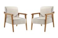 Kit 2 Poltronas Decorativa Sala Estar Linho OffWhite Lia