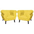 Kit 2 Poltronas Decorativa Sala Recepção Maya Suede Amarelo LM DECOR