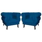 Kit 2 Poltronas Decorativa Sala Recepção Maya Suede Azul Royal LM DECOR