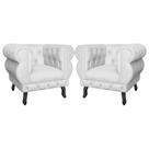 Kit 2 Poltronas Decorativa Sala Recepção Maya Suede Branco LM DECOR