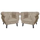 Kit 2 Poltronas Decorativa Sala Recepção Maya Suede Cappuccino LM DECOR