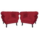 Kit 2 Poltronas Decorativa Sala Recepção Maya Suede Vermelho LM DECOR