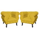 Kit 2 Poltronas Decorativa Sala Recepção Maya Veludo Mostarda LM DECOR