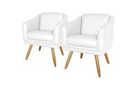 Kit 2 Poltronas Decorativa San Diego Sala Recepção Escritório Branco