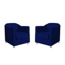 Kit 2 Poltronas Decorativa Tila Sala de Estar Sala Suede Azul Escuro - Kimi Design