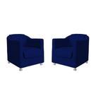 Kit 2 Poltronas Decorativa Tilla Escritório Consultório Suede Azul Royal - Kimi Design