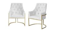 Kit 2 Poltronas Decorativa Vick Couro Branco Base Dourada Ms Decor