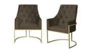 Kit 2 Poltronas Decorativa Vick Linho Marrom Base Dourada Ms Decor