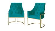 Kit 2 Poltronas Decorativa Vick Suede Azul Turquesa Base Dourada Ms Decor