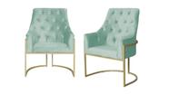 Kit 2 Poltronas Decorativa Vick Veludo Acqua Base Dourada Ms Decor