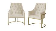 Kit 2 Poltronas Decorativa Vick Veludo Bege Base Dourada Ms Decor