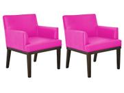 Kit 2 Poltronas Decorativa Vitória Couro Rosa Pink Pés Madeira Ms Decor