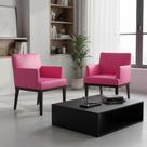 Kit 2 Poltronas Decorativa Vitória Couro Rosa Pink Pés Madeira Ms Decor Kit 2 Poltronas Decorativa Vitória Couro Rosa Pink Pés Madeira Ms Decor