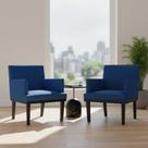 Kit 2 Poltronas Decorativa Vitória Suede Azul Marinho Pés Madeira Mz Decor Kit 2 Poltronas Decorativa Vitória Suede Azul Marinho Pés Madeira Mz Decor