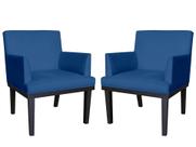 Kit 2 Poltronas Decorativa Vitória Suede Azul Marinho Pés Madeira Mz Decor