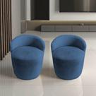 Kit 2 Poltronas Decorativa Yara Orgânica Bouclé Azul Marinho