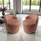 Kit 2 Poltronas Decorativa Yara Orgânica Bouclé Terracota