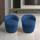 Kit 2 Poltronas Decorativa Yara Orgânica Couro Azul Marinho Kit 2 Poltronas Decorativa Yara Orgânica Couro Azul Marinho
