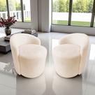 Kit 2 Poltronas Decorativa Yara Orgânica Couro Bege Kit 2 Poltronas Decorativa Yara Orgânica Couro Bege