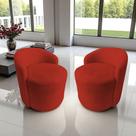 Kit 2 Poltronas Decorativa Yara Orgânica Couro Vermelho Kit 2 Poltronas Decorativa Yara Orgânica Couro Vermelho
