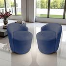 Kit 2 Poltronas Decorativa Yara Orgânica Veludo Azul Marinho