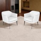Kit 2 Poltronas Decorativas 76cm Rosalie Pés em Ferro Couro Branco G34 - Gran Belo