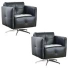 Kit 2 Poltronas Decorativas Astúria Base Giratória Couro Preto - Gran Belo