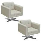 Kit 2 Poltronas Decorativas Base Cromada Giratória Ana Suede Bege - Ibiza