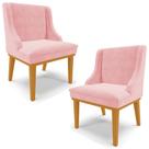 Kit 2 Poltronas Decorativas Base Fixa de Madeira Firenze Suede Rosa Bebê/Castanho G19 - Gran Belo Kit 2 Poltronas Decorativas Base Fixa de Madeira Firenze Suede Rosa Bebê/Castanho G19 - Gran Belo