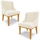 Kit 2 Poltronas Decorativas Base Fixa de Madeira Firenze Veludo Bege/Castanho G19 - Gran Belo