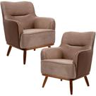 Kit 2 Poltronas Decorativas Base Fixa Madeira Isabella Veludo Importado Bege Escuro C68 - Lyam Decor
