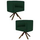 Kit 2 Poltronas Decorativas Base Giromad Madeira Betina B-303 Veludo Verde Musgo - Domi