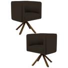 Kit 2 Poltronas Decorativas Base Giromad Madeira Betina C-34 Corano Marrom - Domi