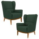Kit 2 Poltronas Decorativas Base Manu Madeira Milena C-117 Linho Verde - Domi