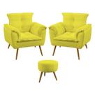 Kit 2 Poltronas Decorativas Beta e Puff Solar Suede Amarelo Aradecor Kit 2 Poltronas Decorativas Beta e Puff Solar Suede Amarelo Aradecor