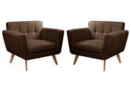 Kit 2 Poltronas Decorativas Bruna Sala de Estar Quarto Recepção Marrom