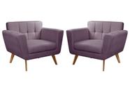 Kit 2 Poltronas Decorativas Bruna Sala de Estar Quarto Recepção Roxo
