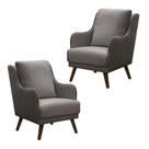 Kit 2 Poltronas Decorativas Catar com Tachas Suede Cinza G33 - Gran Belo