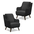 Kit 2 Poltronas Decorativas Catar com Tachas Veludo Cinza Chumbo G33 - Gran Belo