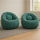 Kit 2 Poltronas Decorativas Cloud Orgânica Giratória Bouclê Turquesa D Rossi