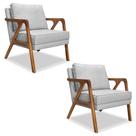 Kit 2 Poltronas Decorativas De Luxo Frida Linho Rústico Grigio G63 - Gran Belo