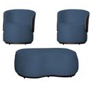 Kit 2 Poltronas Decorativas e 1 Puff Grande Design Orgânico Beatriz Suede Composê material sintético Marrom - Estopar