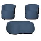 Kit 2 Poltronas Decorativas e 1 Puff Grande Estilo Orgânico Beatriz Suede Composê material sintético Preto - Estopar