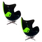 Kit 2 Poltronas Decorativas Egg Chair Aventador Verde/Preto G53 - Gran Belo