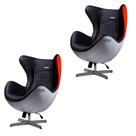 Kit 2 Poltronas Decorativas Egg Chair MP4 SN 88 Branco/Vermelho G53 - Gran Belo
