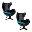 Kit 2 Poltronas Decorativas Egg Chair nº 44 Hamilton Preta G53 - Gran Belo