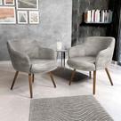 Kit 2 Poltronas Decorativas Em Tecido Estonado Cinza Pés Palito Alya - Larbelle