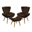 Kit 2 Poltronas Decorativas Estofada Para Sala De Estar Polaris e Puff Polar Sued Marrom Aradecor
