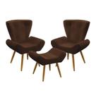 Kit 2 Poltronas Decorativas Estofadas Polaris Com Puff Polar Para Sala de Estar Couro Marrom Aradecor Kit 2 Poltronas Decorativas Estofadas Polaris Com Puff Polar Para Sala de Estar Couro Marrom Aradecor